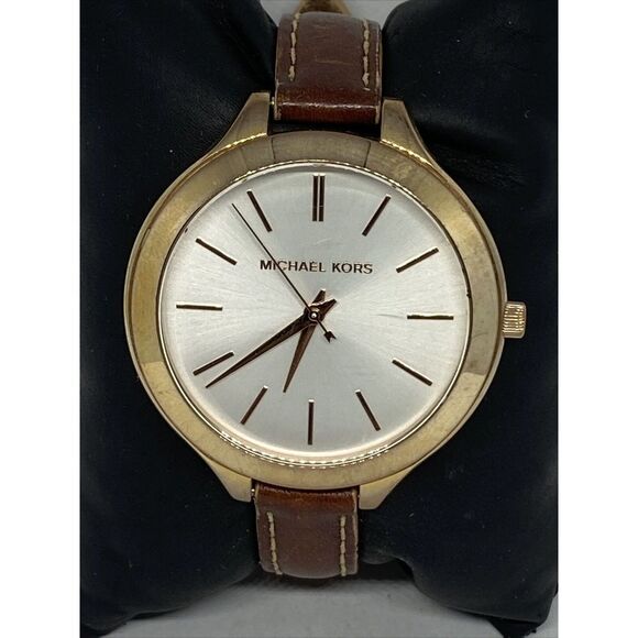 Michael Kors Runway MK2284 Women's Brown Leather Analog Dial Quartz Watch UC882 - Picture 2 of 12